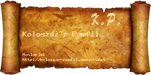 Koloszár Pamfil névjegykártya